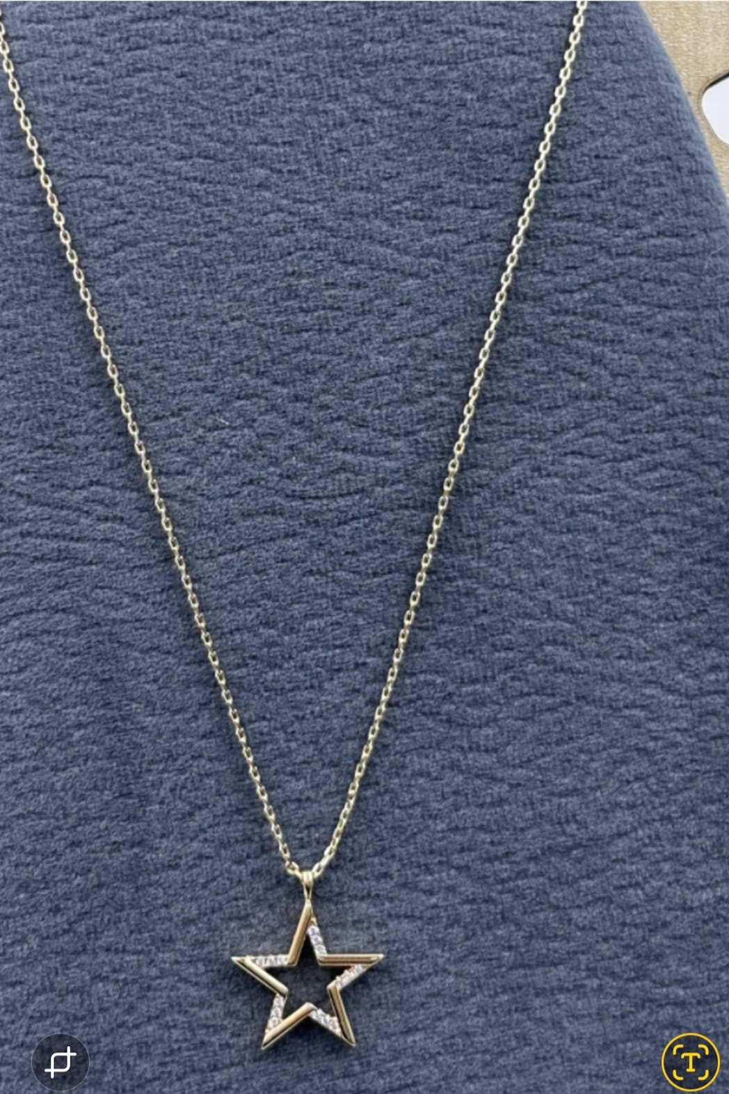 XUPING Kolye - İnce Zincir Üzeri Yıldız Figürlü ve Taşlı